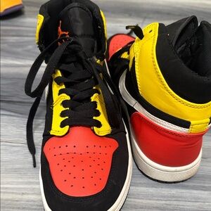 Jordan Men's High-Top Sneakers in Red, Yellow & Black